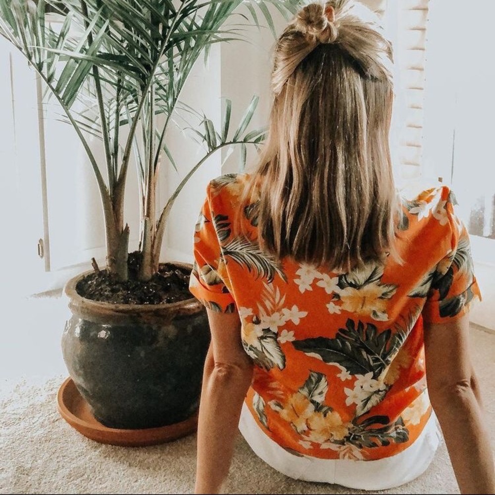Billabong Vintage Tropical Hawaiian Tunic Button Down Shirt